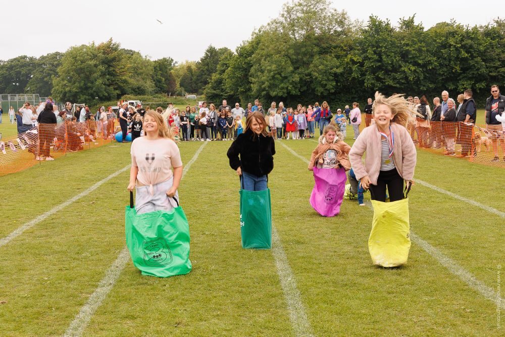 sack race at picnic in the park