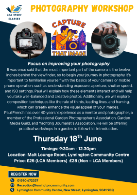 Photography Workshop at Lymington Community Centre